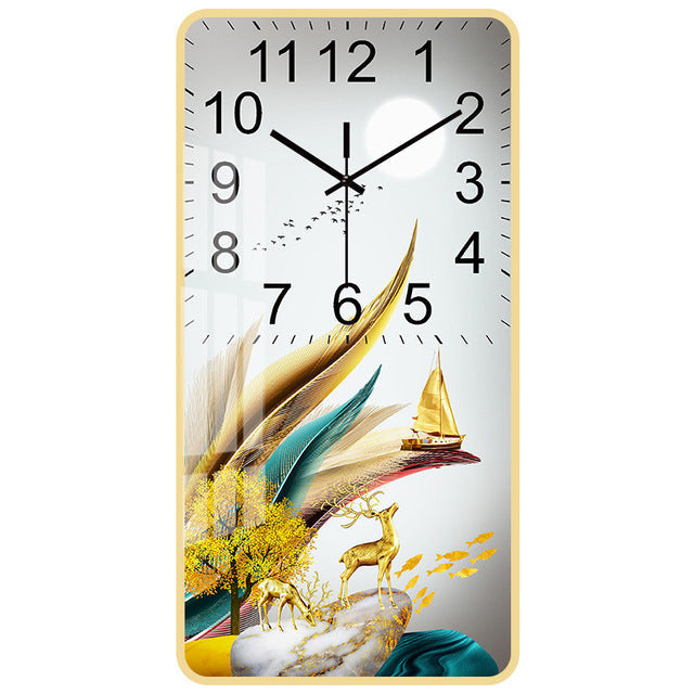 Rectangular Vertical Crystal Porcelain Clock Wall Hanging