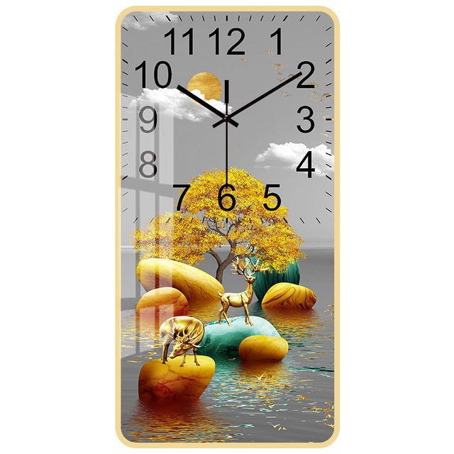 Rectangular Vertical Crystal Porcelain Clock Wall Hanging