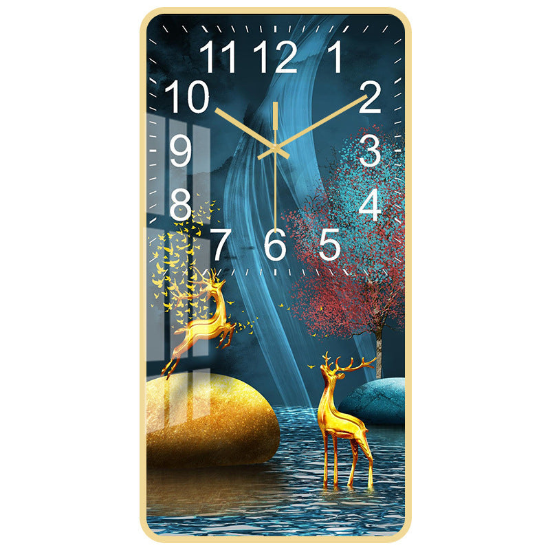 Rectangular Vertical Crystal Porcelain Clock Wall Hanging