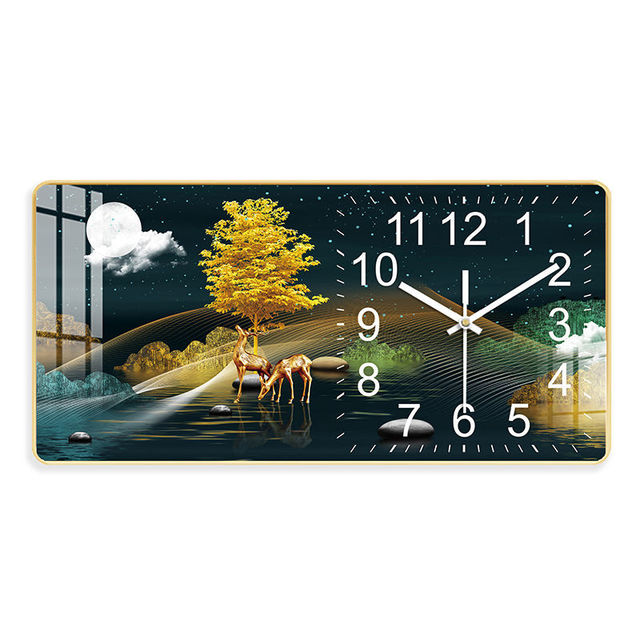 FINAL Rectangular Landscape Crystal Porcelain Clock Wall Hanging