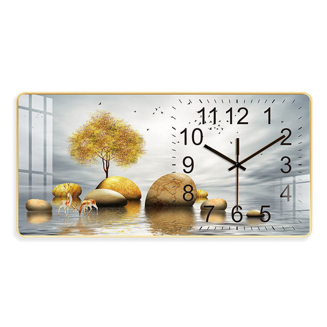 FINAL Rectangular Landscape Crystal Porcelain Clock Wall Hanging