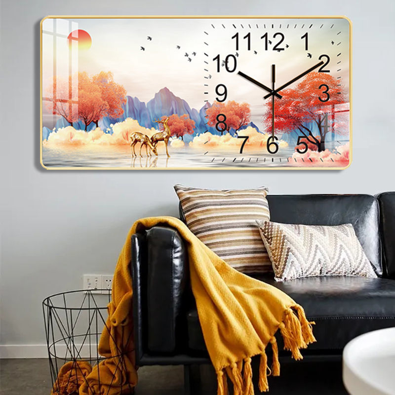 FINAL Rectangular Landscape Crystal Porcelain Clock Wall Hanging