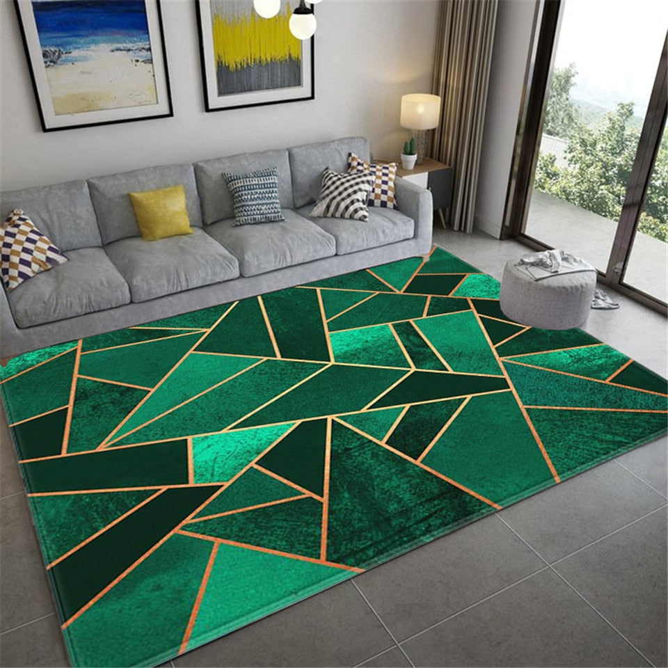 Living Room Designer Carpets - Green and Gold Designs