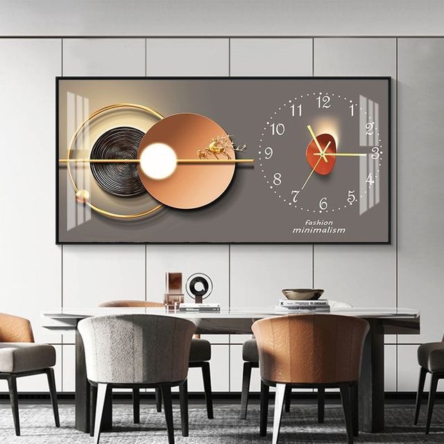 Rectangular Landscape Crystal Porcelain Clock Wall Hanging