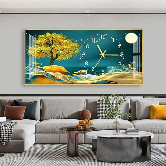 FINAL Rectangular Landscape Crystal Porcelain Clock Wall Hanging