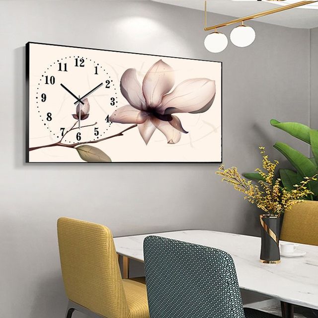 Rectangular Landscape Crystal Porcelain Clock Wall Hanging