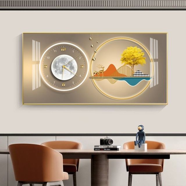 Rectangular landscape Crystal Porcelain Clock Wall Hanging