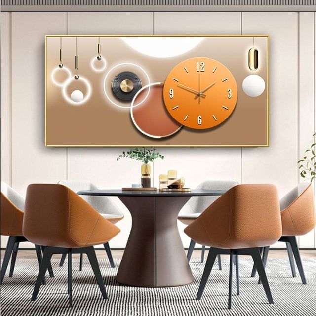 Rectangular Landscape Crystal Porcelain Clock Wall Hanging
