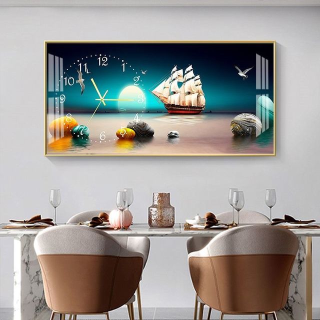 FINAL Rectangular Landscape Crystal Porcelain Clock Wall Hanging