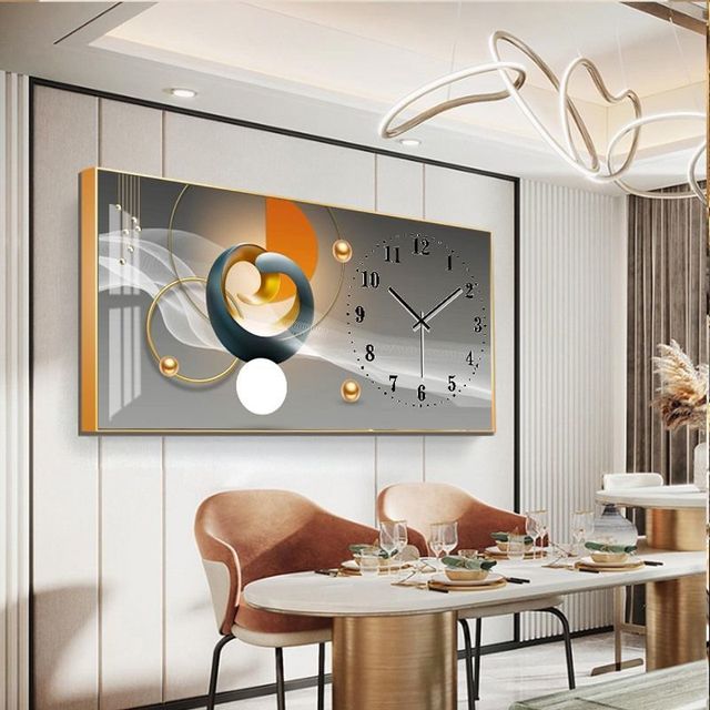 Rectangular landscape Crystal Porcelain Clock Wall Hanging