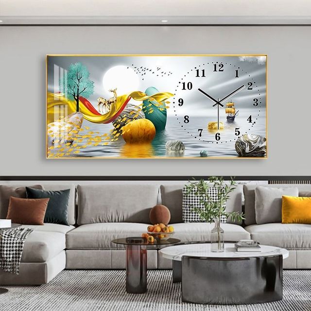 FINAL Rectangular Landscape Crystal Porcelain Clock Wall Hanging