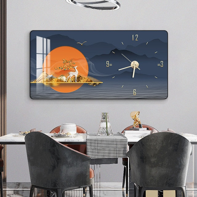 FINAL Rectangular Landscape Crystal Porcelain Clock Wall Hanging