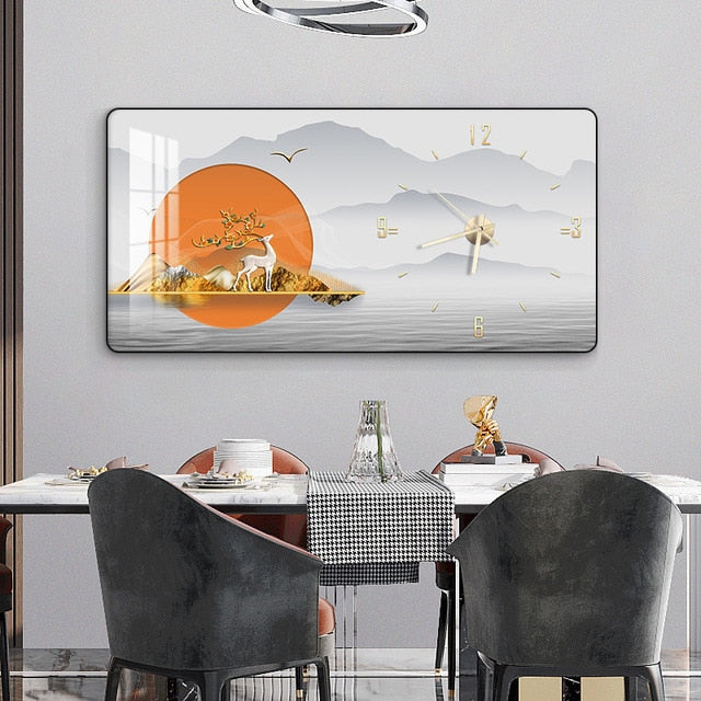 FINAL Rectangular Landscape Crystal Porcelain Clock Wall Hanging