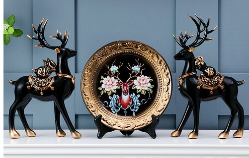 Ceramic Plate / Animal  - Elk Decoration TV Cabinet Wine Cabinet Small Decorations