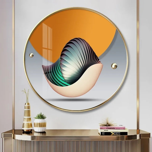 FINAL Single Circle Canvas / Crystal Porcelain / LED Wall Art Lamp Abstract Wall Hanging