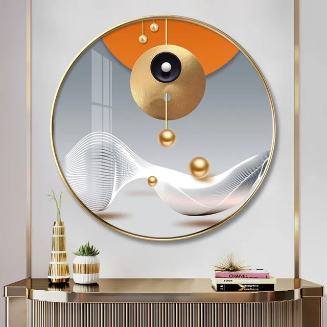 FINAL Single Circle Canvas / Crystal Porcelain / LED Wall Art Lamp Abstract Wall Hanging