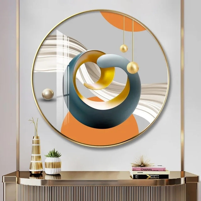 FINAL Single Circle Canvas / Crystal Porcelain / LED Wall Art Lamp Abstract Wall Hanging