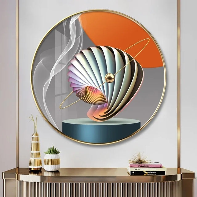 FINAL Single Circle Canvas / Crystal Porcelain / LED Wall Art Lamp Abstract Wall Hanging