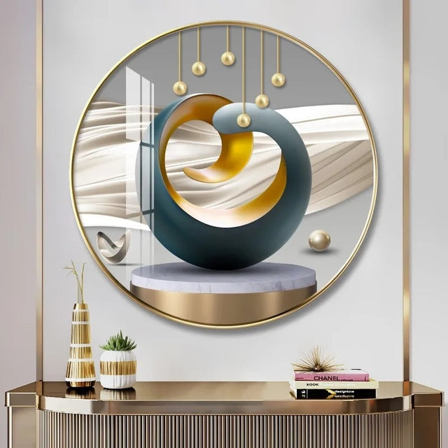 FINAL Single Circle Canvas / Crystal Porcelain / LED Wall Art Lamp Abstract Wall Hanging