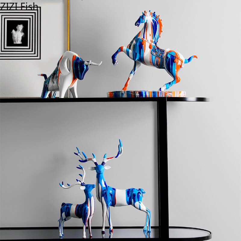 Graffiti Mini Sculptures - Nordic Pop Art Deer Ornaments Creative Luxury Living Room Decor