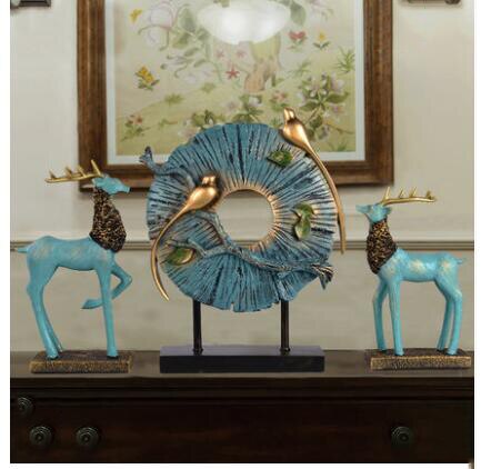 Standing Disk - Decorative Standing Disk with Modern Luxury Lucky Deer Resin Set