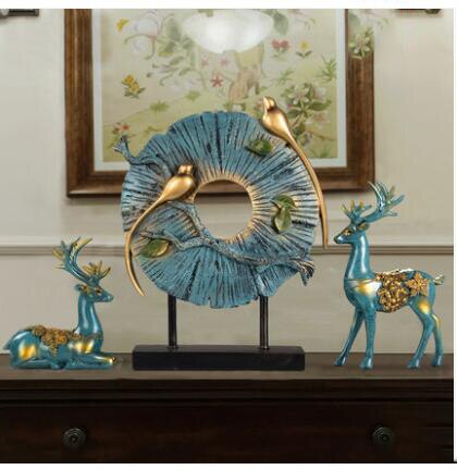 Standing Disk - Decorative Standing Disk with Modern Luxury Lucky Deer Resin Set