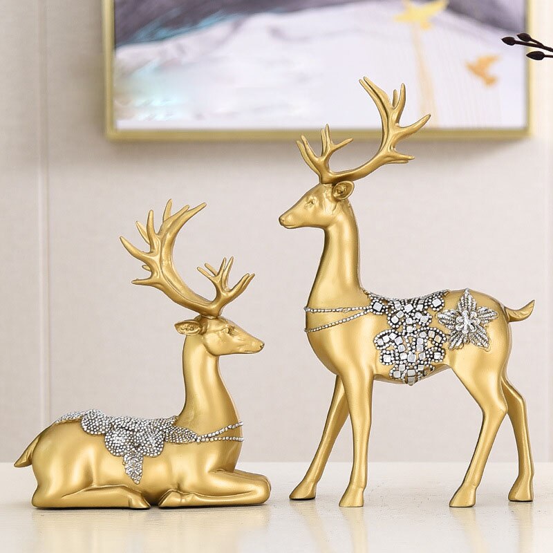 Standing Disk - Modern Luxury Resin Lucky Deer and Decorative Standing Disk Set