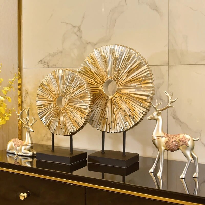 Standing Disk - Modern Luxury Resin Lucky Deer and Decorative Standing Disk Set