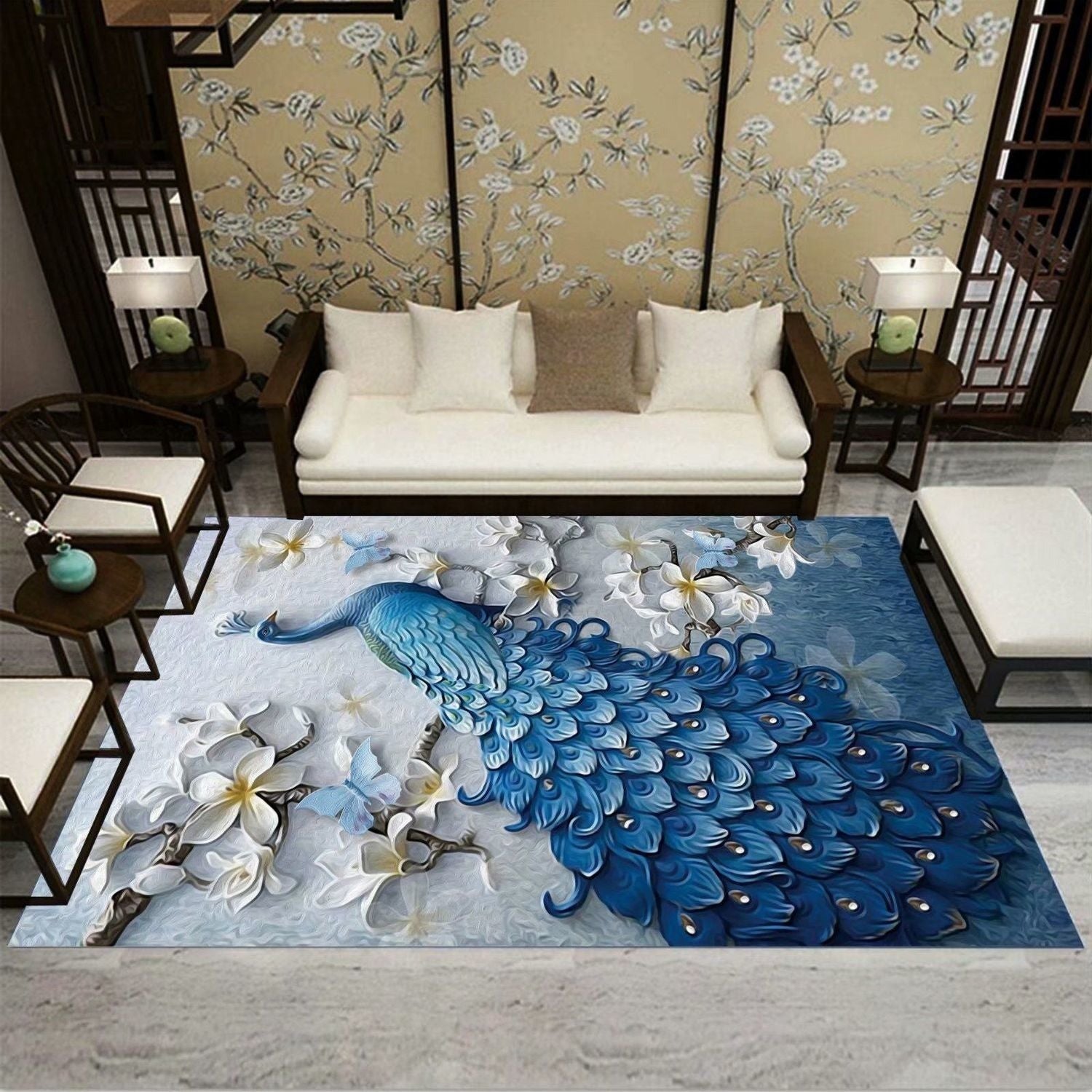 Living Room Designer Carpets - Peacock