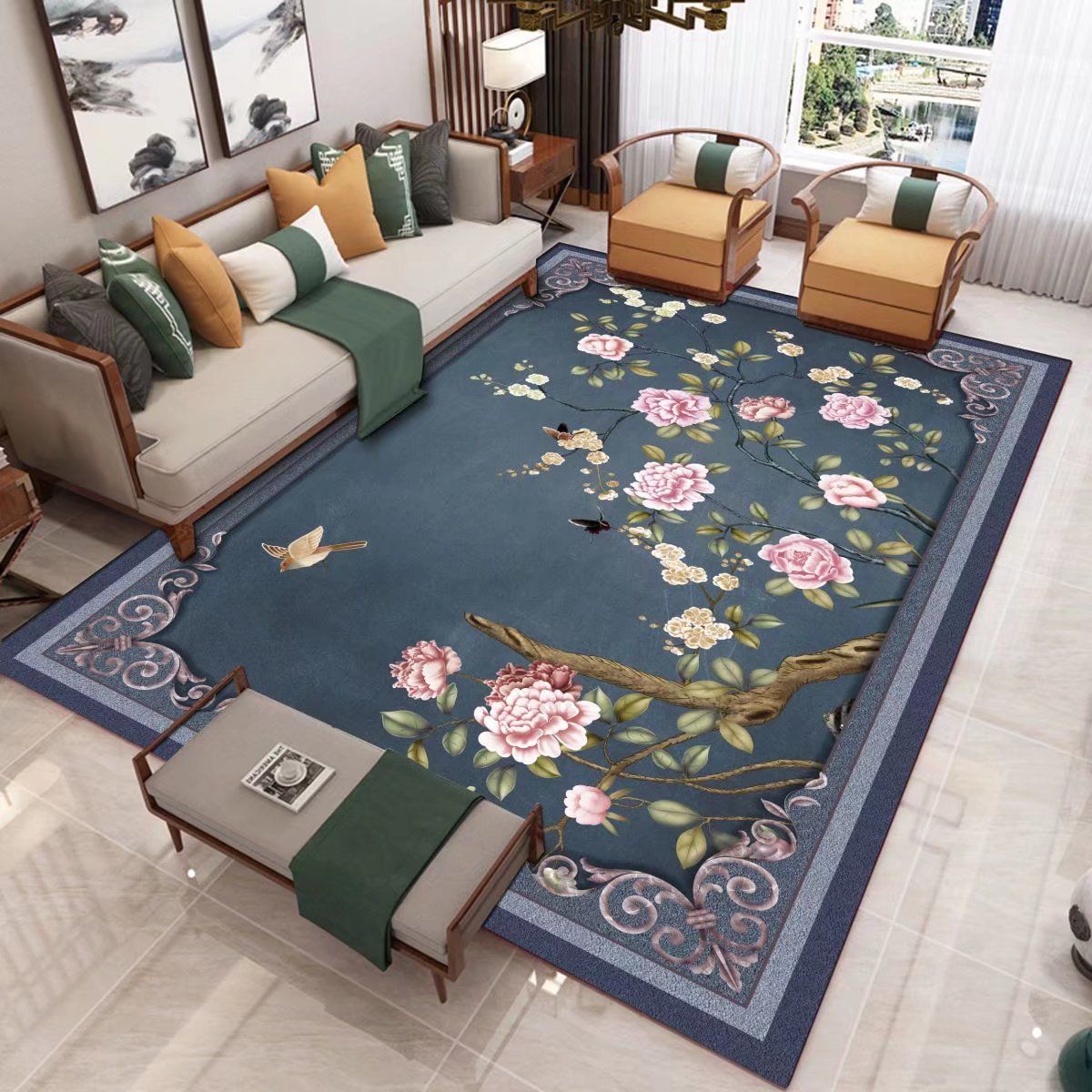 Living Room Designer Carpets - Flower Design