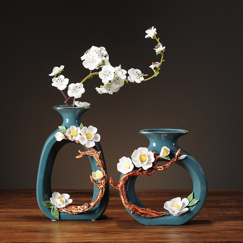 Hollow Donut Oval Vase - Handmade Flower Ceramic Vase Modern Home Decoration