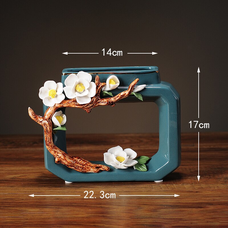 Hollow Donut Oval Vase - Handmade Flower Ceramic Vase Modern Home Decoration