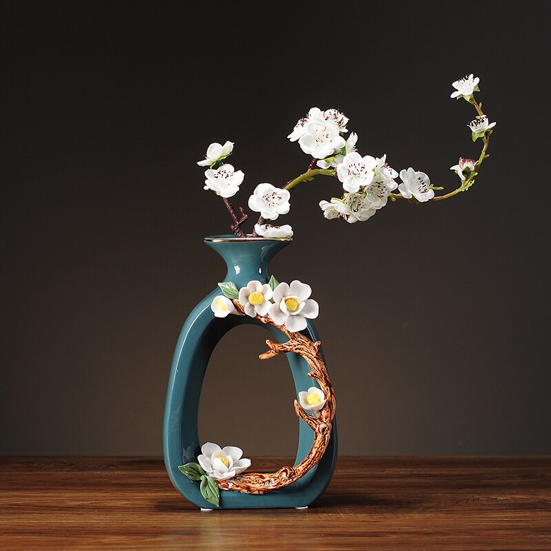 Hollow Donut Oval Vase - Handmade Flower Ceramic Vase Modern Home Decoration