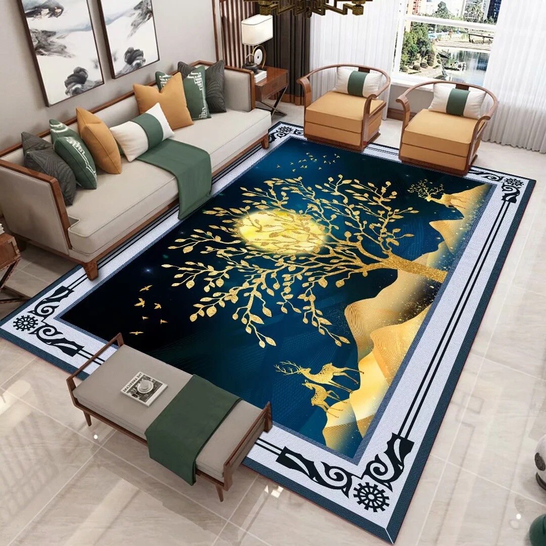 Living Room Designer Carpets - Gold and Deer