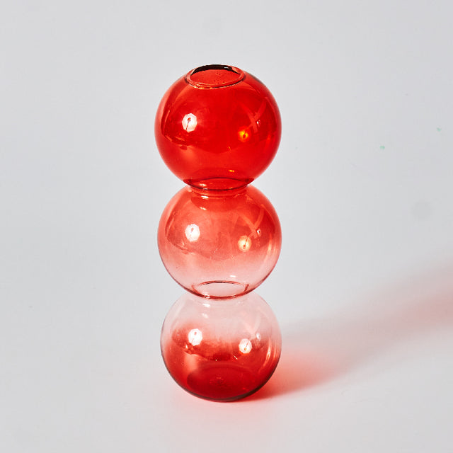 Candleholder and Vase - Red Glass Taper Candle Holder Table Decoration