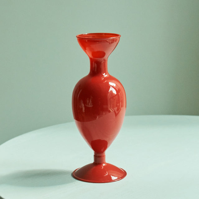 Candleholder and Vase - Red Glass Taper Candle Holder Table Decoration