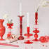 Candleholder and Vase - Red Glass Taper Candle Holder Table Decoration