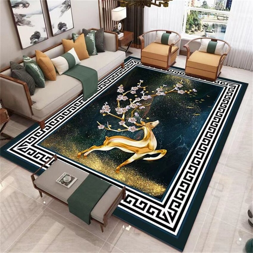 Living Room Designer Carpets - Gold and Deer