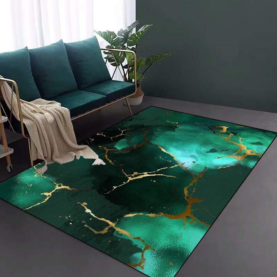 Living Room Designer Carpets - Green and Gold Designs