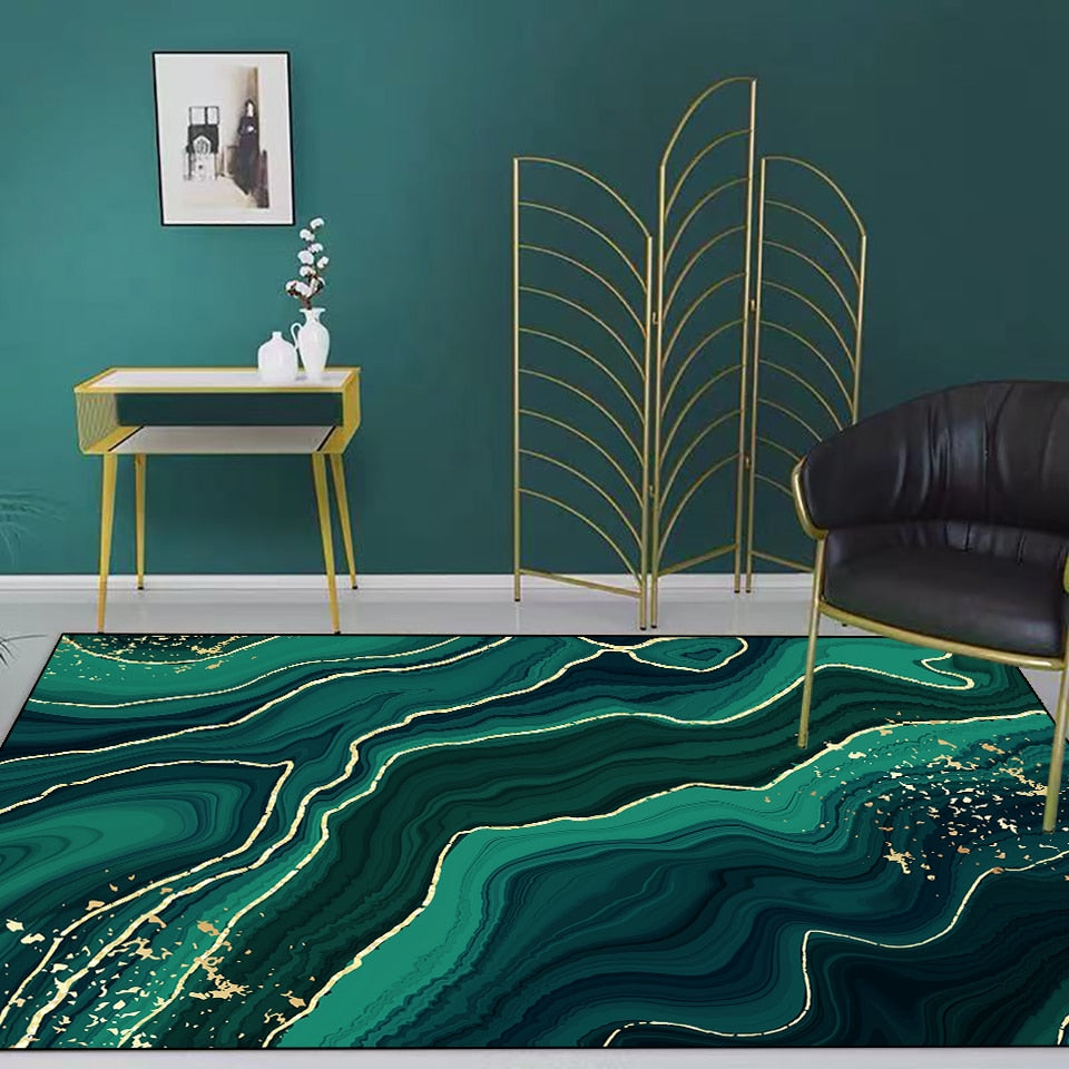 Living Room Designer Carpets - Green and Gold Designs