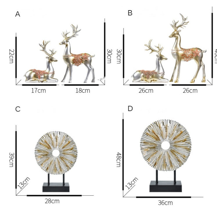 Standing Disk - Decorative Standing Disk with Modern Luxury Lucky Deer Resin Set