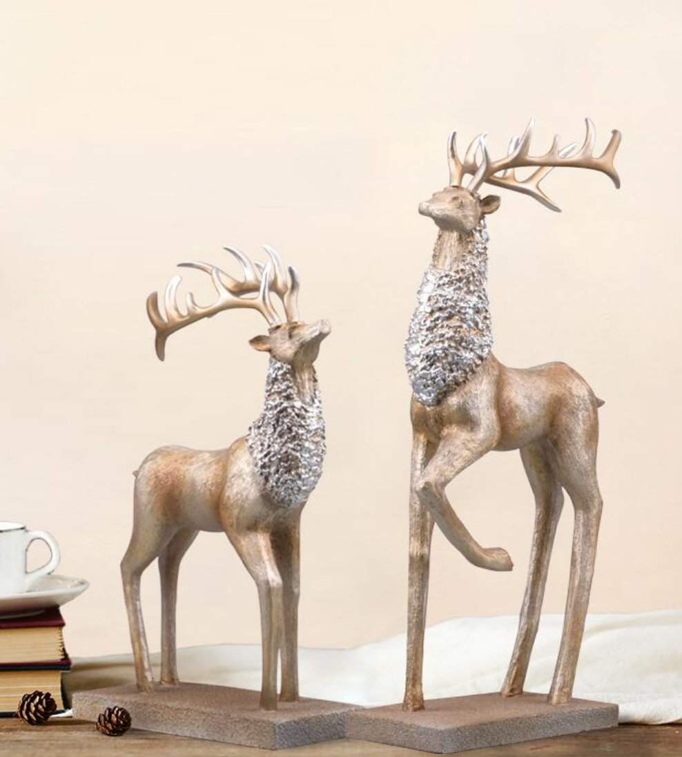 Standing Disk - Decorative Standing Disk with Modern Luxury Lucky Deer Resin Set