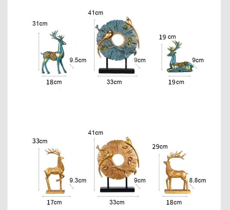 Standing Disk - Decorative Standing Disk with Modern Luxury Lucky Deer Resin Set