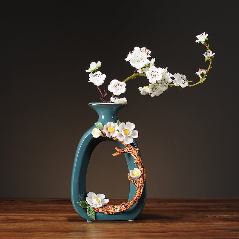 Hollow Donut Oval Vase - Handmade Flower Ceramic Vase Modern Home Decoration