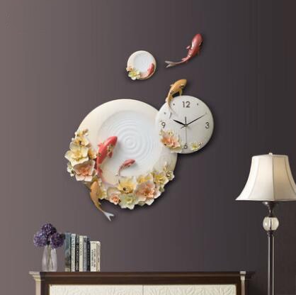 Resin Clock - 9 Koi Fish