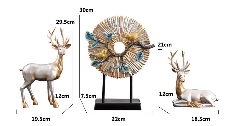 Standing Disk - Decorative Standing Disk with Modern Luxury Lucky Deer Resin Set