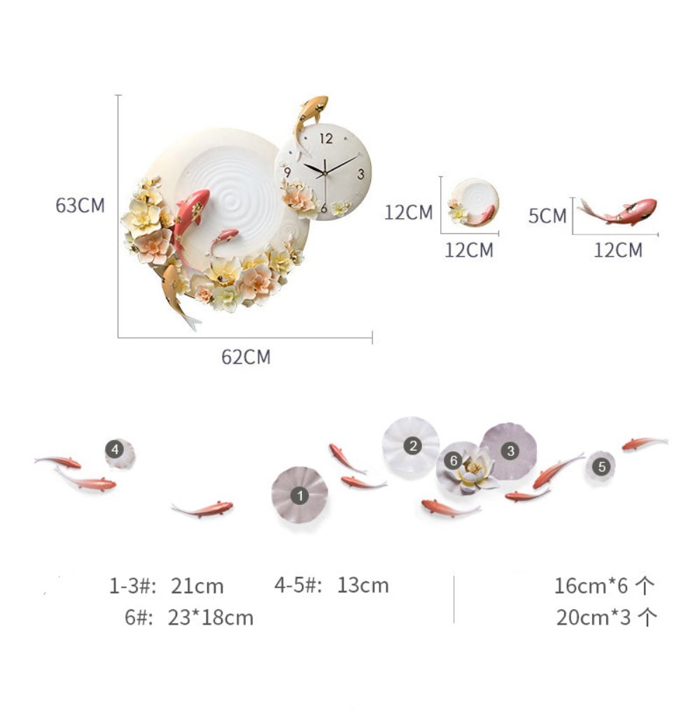 Resin Clock - 9 Koi Fish