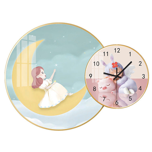 Clock Circle Crystal Porcelain Abstract Wall Hanging