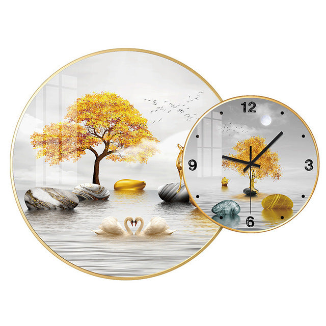 Clock Circle Crystal Porcelain Abstract Wall Hanging