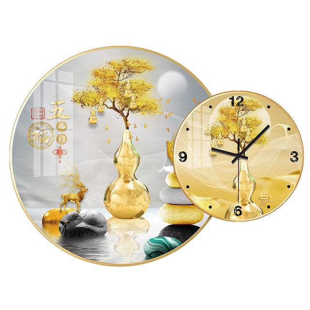 Clock Circle Crystal Porcelain Abstract Wall Hanging